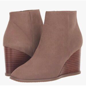 NYDJ Taupe Brown Leather Joan Goat Wedge Heel Women's Ankle Boots Size 9M